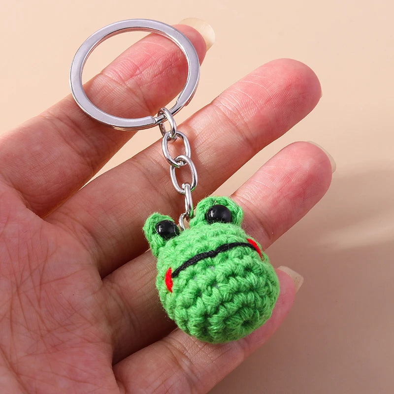 Kawaii Handmade Frog Keychain πΈβ¨ | Cute Cartoon Knitted Animal Charms for Bags & Keys | Perfect Gift for All Ages π