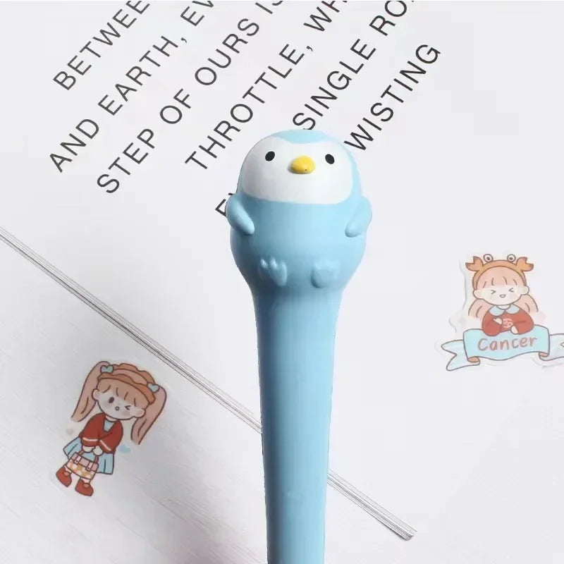 Kawaii 1Pc Adorable Cartoon Fruit Animal Gel Pen 🍓🐻 Soft & Squishy Decompression Stationery for Kids 🎉 0.5mm Fun Writing Tool