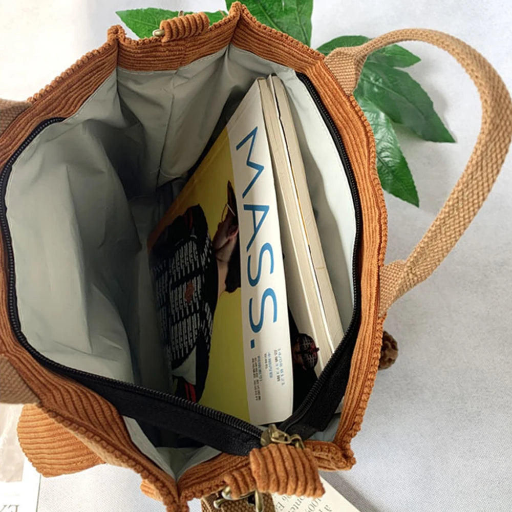 Charming Corduroy Cutie πβ¨ Large Tote for Stylish Adventures! ππΌ - Pixie Quill