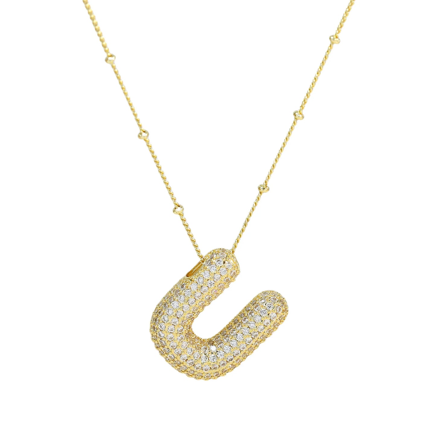 Kawaii CZ Zircon Balloon Initial Necklaces πβ¨ A-Z Alphabet Bubble Letter Pendants for Trendy Women π Fashion Jewelry