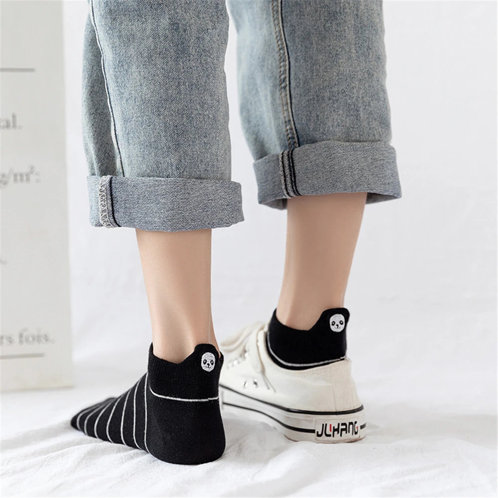 Panda Palooza πΌβ¨ Adorable Embroidered Ankle Socks for Fun-Loving Feet!