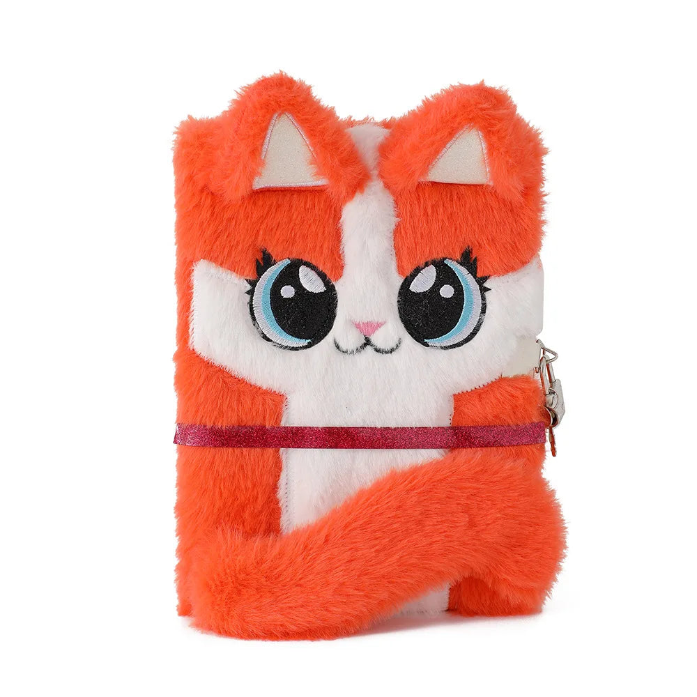 Kawaii Cat Plush Notebook πΎβ¨ | Cute A5 Lock Diary with Adorable Cat Ears π±π | Perfect School Stationery!