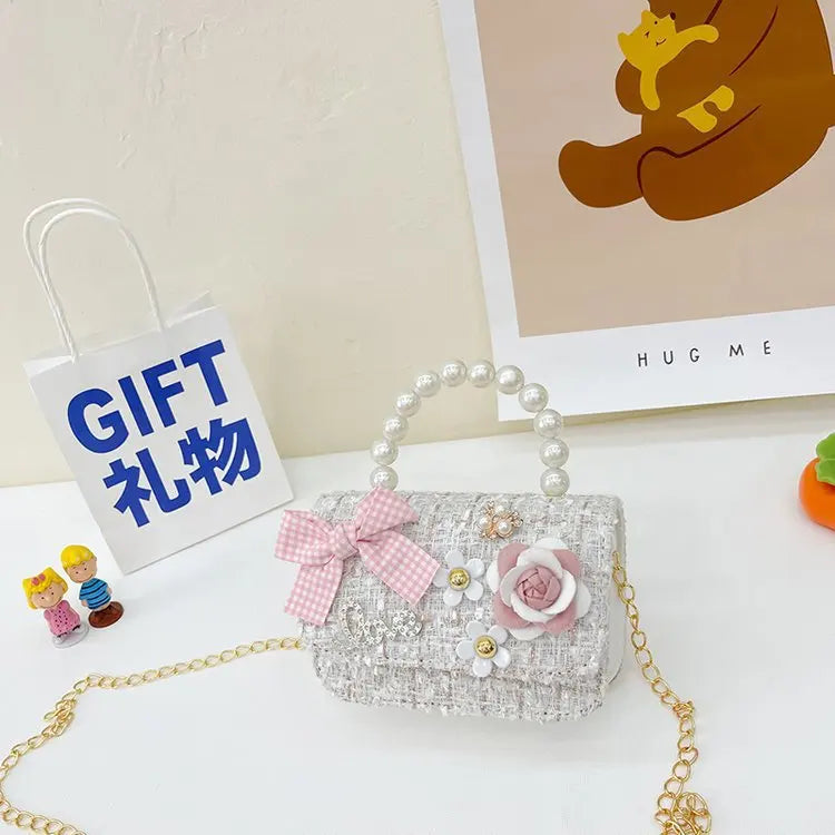 Kawaii Princess Pearl Handbag πβ¨ - Adorable Bow Shoulder Messenger Bag for Kids & Parents! πΈπ§