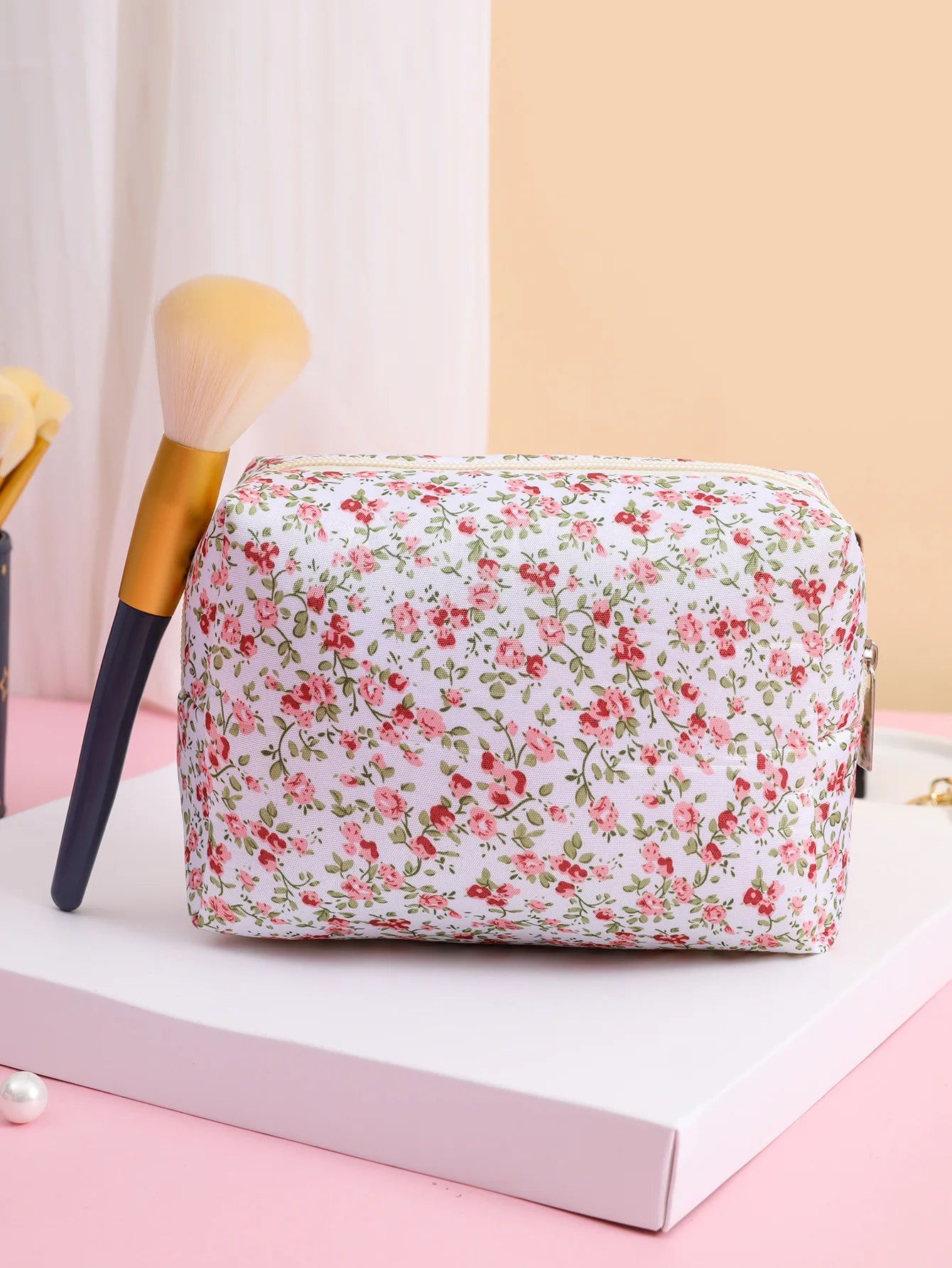 Kawaii Floral Makeup Organizer πΈβ¨ Cute Travel Case for Cosmetics & Brushes ππ