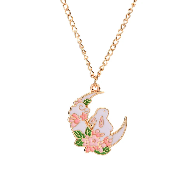 π°β¨ Adorable Sakura Bunny & Cat Pendant Necklace - Cute Charm for Trendy Ladies! πΈπ - Pixie Quill