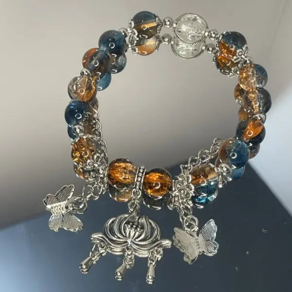 πΈ Kawaii Cherry Blossom Crystal Bracelet πΈ | Elegant Beaded Charm Jewelry for Girls πβ¨