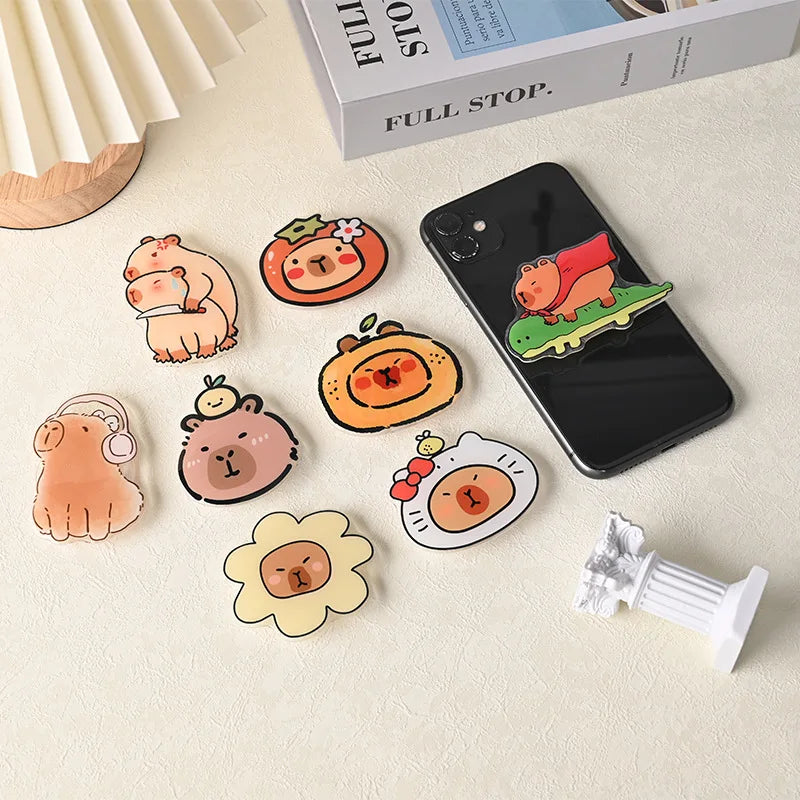 Adorable Capybara Grip Tok πΈπΉ - Cute Flower Phone Stand & Holder for iPhone & Samsung! - Pixie Quill