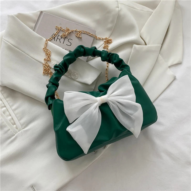 Kawaii Bowknot PU Leather Shoulder Bag π | Cute Chain Messenger Handbag for Stylish Women π
