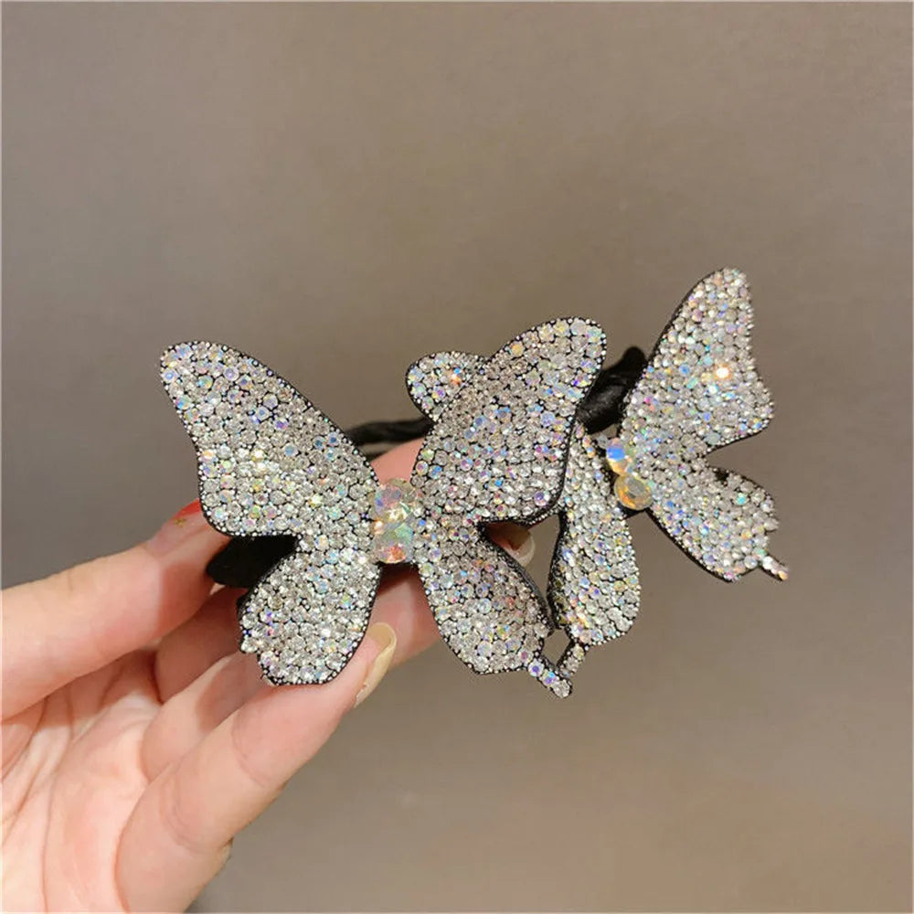 Kawaii Butterfly Hair Bun Maker π¦β¨ Cute DIY Styling Tool for Girls - Velvet & Pearl Hair Accessories!