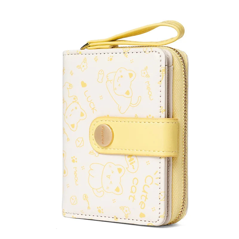 Kawaii Cat Girls Zipper Wallet πΎπ | Cute Short Purse for Students - Adorable Card Holder & Money Bag!