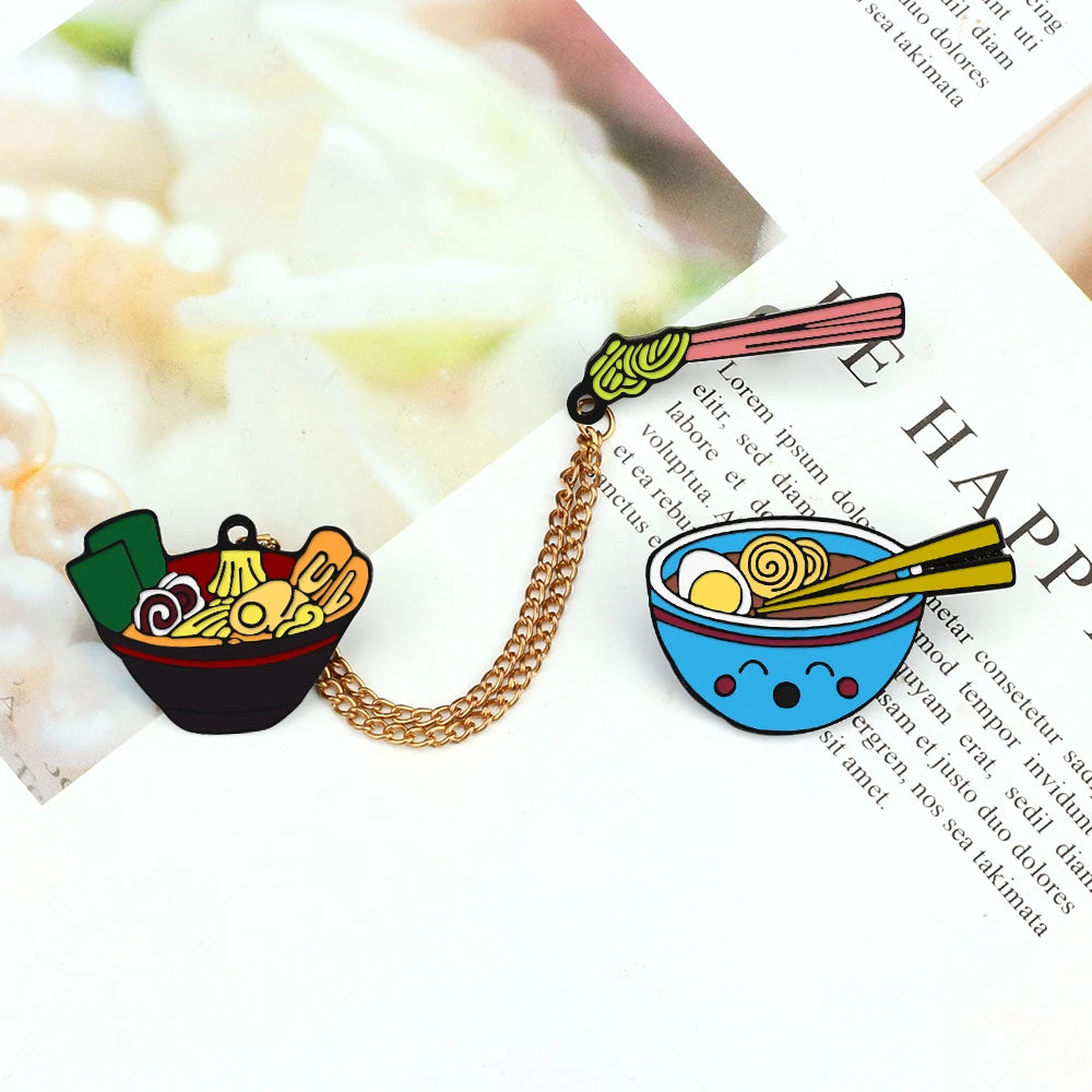 Kawaii Japanese Food Lapel Pins π£π₯’ Cute Salmon Sushi & Ramen Brooches β¨ Fun Enamel Badges for Kids & Girls π Adorable Jewelry Gift!