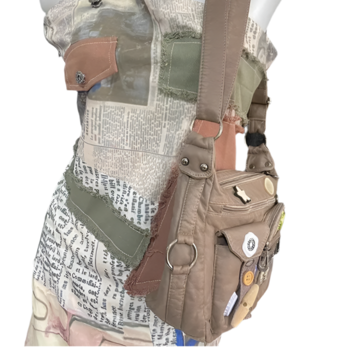 Kawaii Gothic Vegan Leather Crossbody Bag πβ¨ | Y2K Harajuku Punk One Shoulder Tote for Spicy Girls ππ