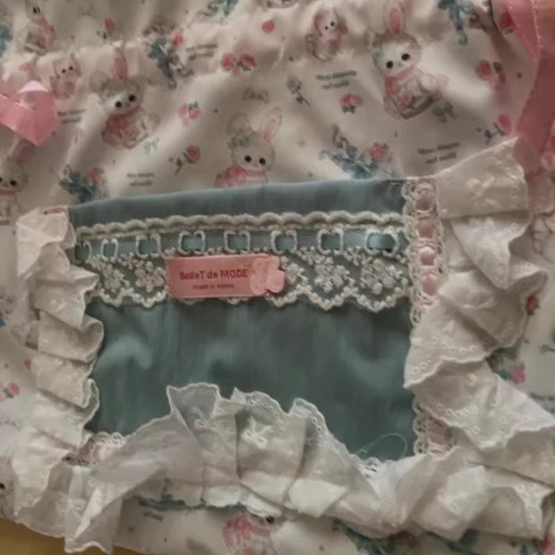 Kawaii Y2K Floral Bunny Bag πβ¨ Drawstring Pleated Chic Shoulder Tote for Women