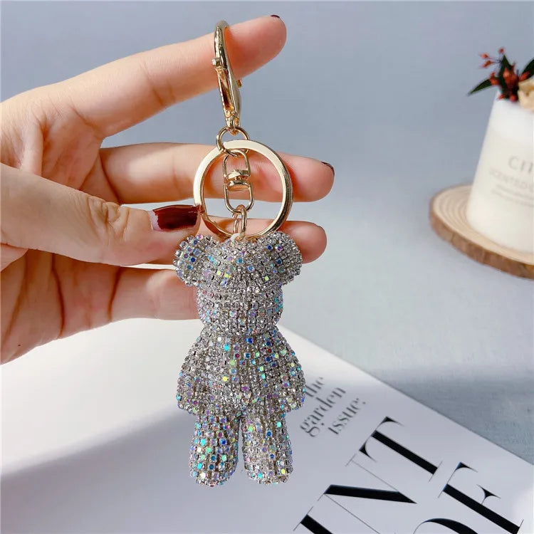 Diamond Studded Teddy Bear Keychain Cartoon Doll Charm ๐ปโจ