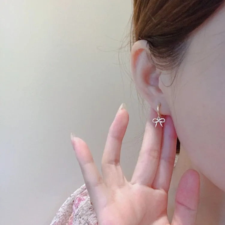Kawaii Geometric Bow Hoop Earrings β¨π - Cute Minimalist Jewelry for Women! π