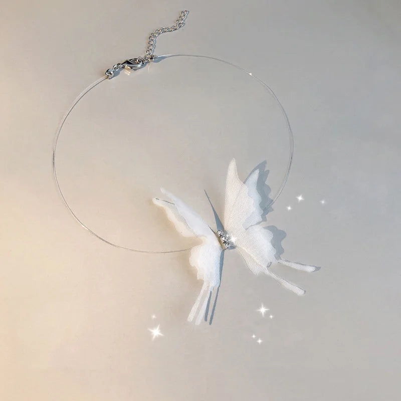 Kawaii Lace Butterfly Choker Necklace π¦β¨ | Charming Transparent Collar Jewelry for Party & Everyday Wear π