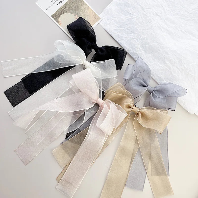 β¨Sweet Blue Satin Bowknot Hair Clip π Big Ribbon Barrette for Adorable Hairstyles π