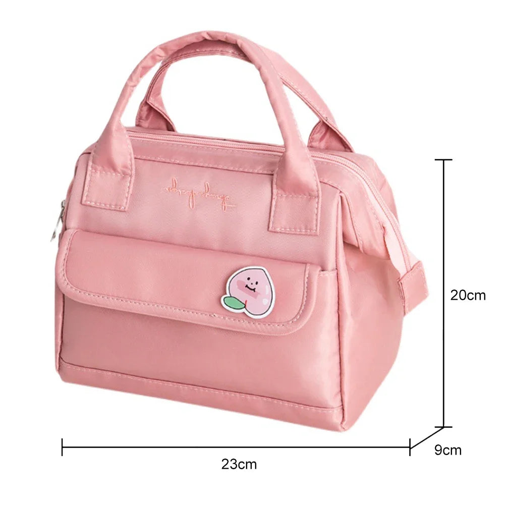 Cute Kawaii Peach Insulated Lunch Tote πβ¨ - Stylish & Spacious Travel Bag for Women & Kids!