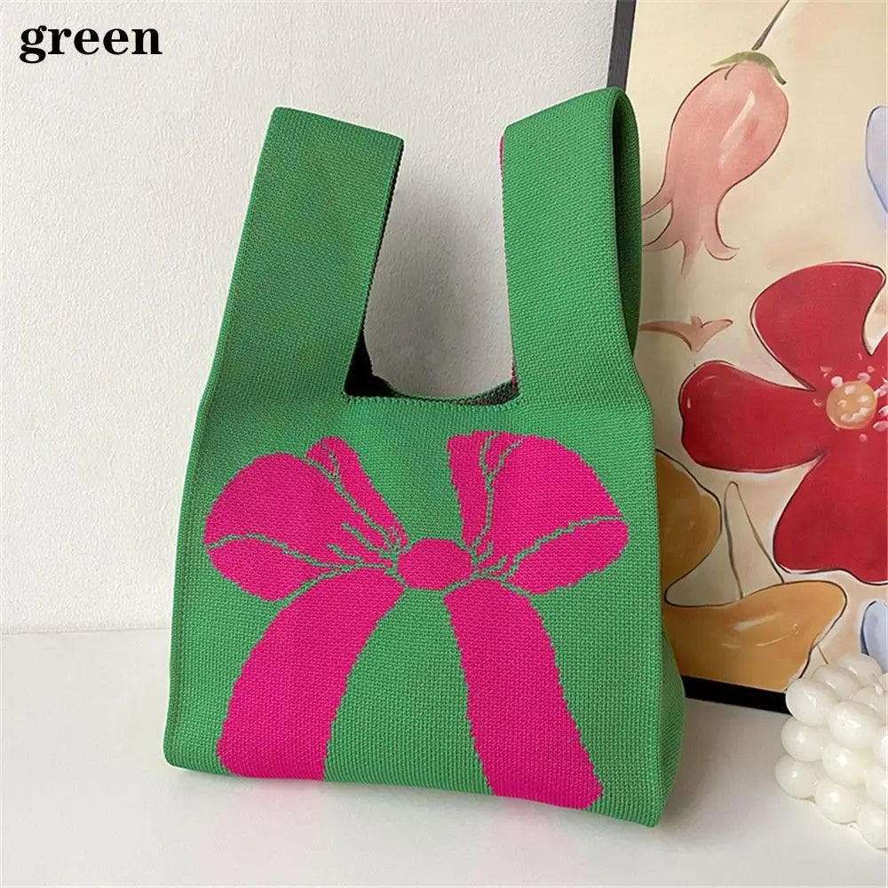 πΈ Adorable Bow-Tie Knit Tote π Handmade Wrist Bag for Trendy Girls π - Pixie Quill