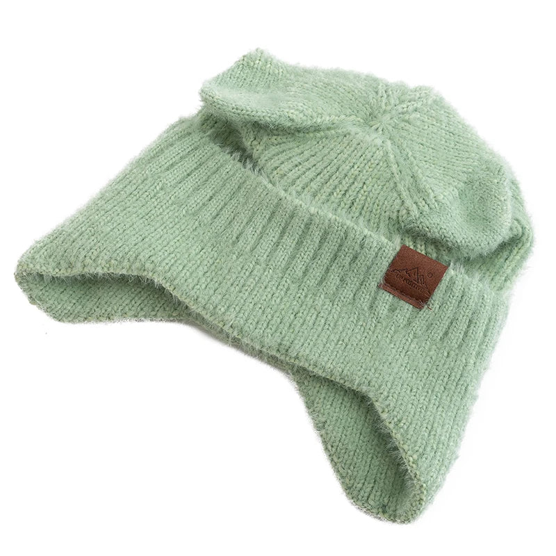Kawaii Cat Ear Beanie πΎβ¨ | Soft Candy Color Knitted Hat for Women - Cozy Faux Fur Winter Fashion π