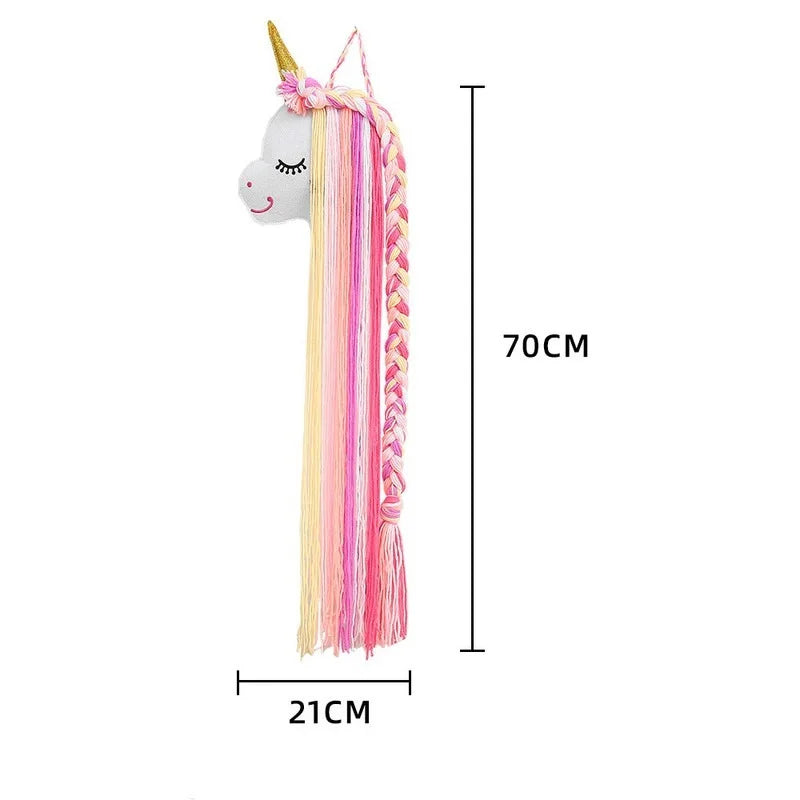 Kawaii Unicorn Hair Clip Organizer πβ¨ Wall Hanging Storage for Girls' Room Decor π Bohemian Tassel Art