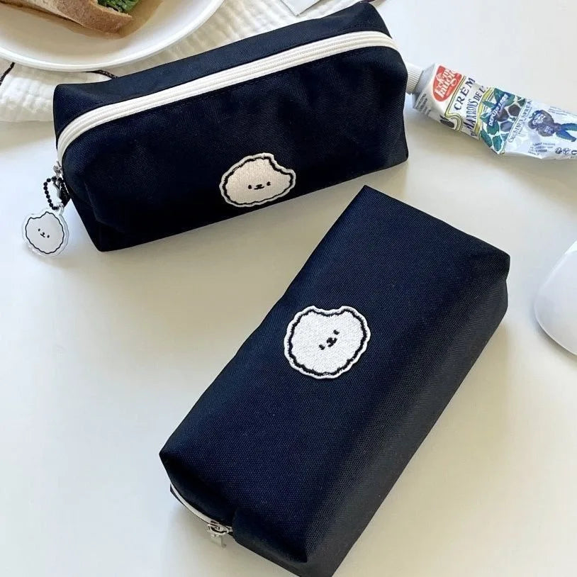 Kawaii Black Puppy Pencil Pouch πΎβ¨ - Large Capacity Stationery Organizer for School & Office!