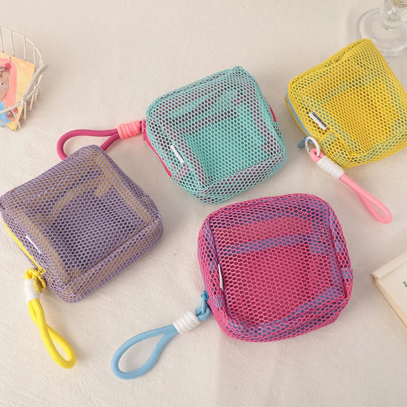 Kawaii Mini Mesh Storage Pouch πβ¨ Cute Zipper Coin Purse & Wash Bag π Perfect for Stationery & Cosmetics! πΎπ