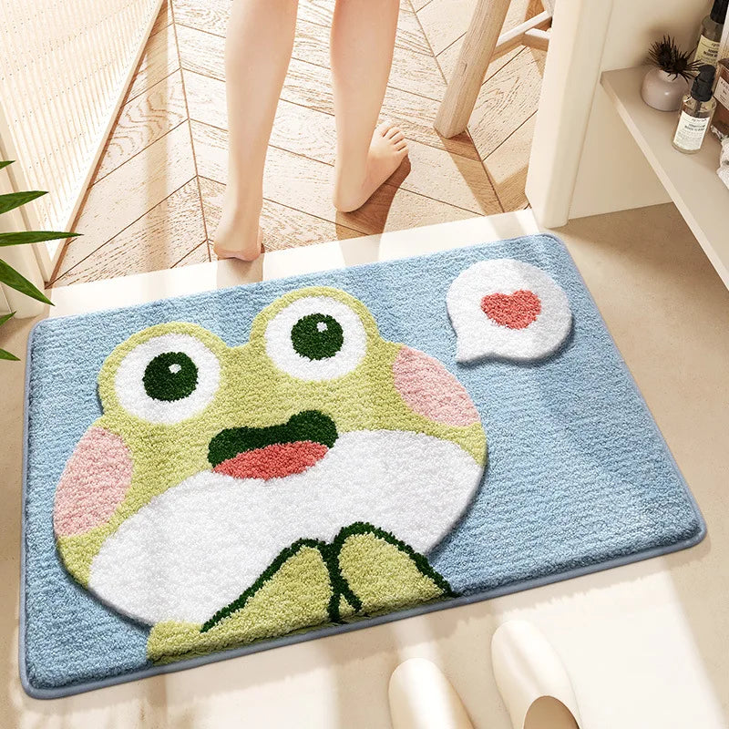 Kawaii Pink Frog Bath Mat πΈβ¨ | Waterproof & Non-Slip Cartoon Carpet for Your Bathroom πΏπ