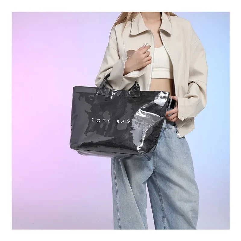 Kawaii Chic Clear Tote Bag πβ¨ | Stylish & Spacious Velcro Handbag for Women ππ | Perfect for Casual Outings!
