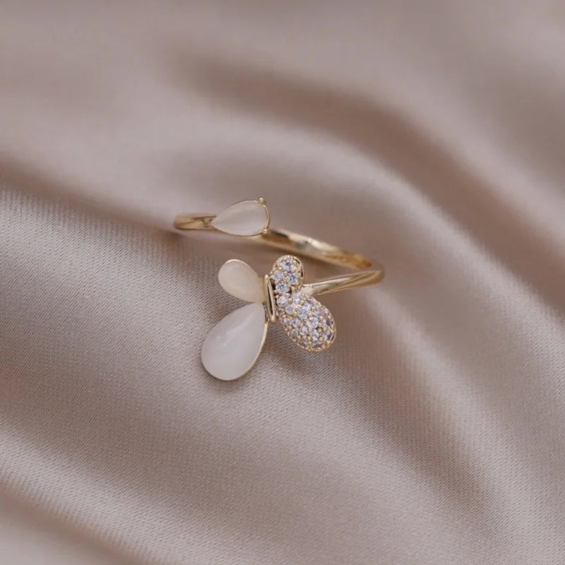Kawaii Love Crystal Ring 💖✨ - 14K Gold Plated Heart Design for Elegant Daily Wear! 🌟💍