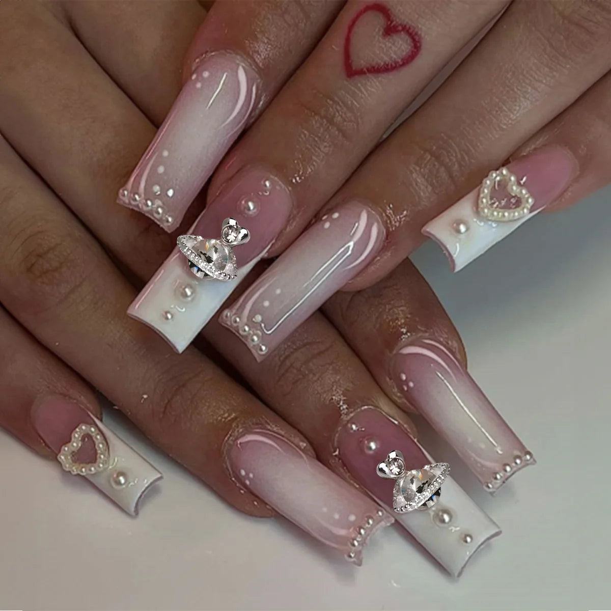 Kawaii Pink Bow Ballet Coffin Press-On Nails πβ¨ - 24 Pcs Full Cover Magic!