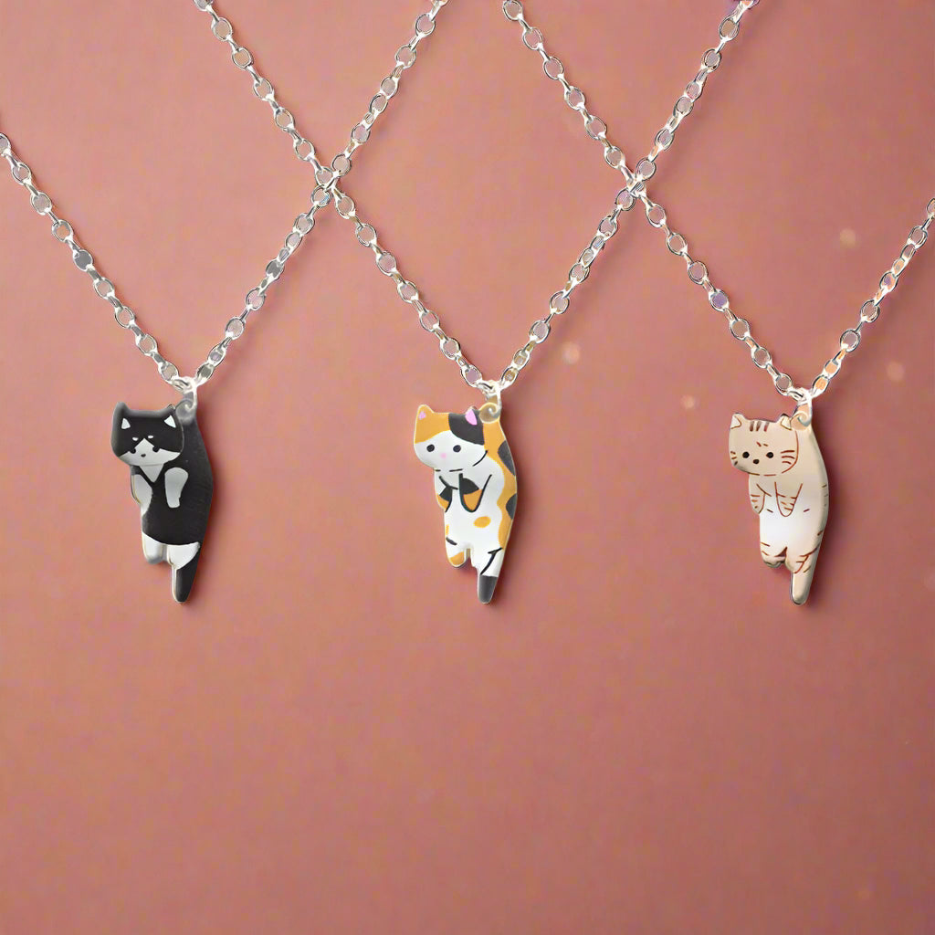 Kawaii Cartoon Cat Pendant Necklace πΎβ¨ - Colorful Metal Choker for Couples & Friends | Adorable Party Jewelry! ππ