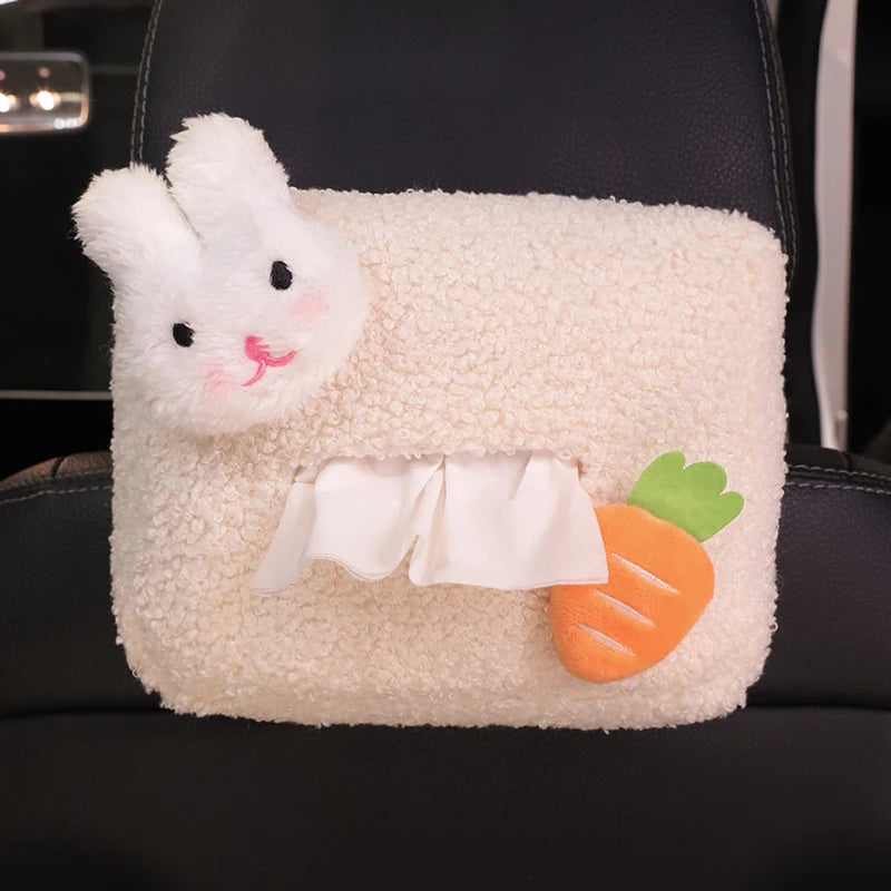 Kawaii Cloud & Flower Plush Tissue Box Holder ๐ธโ๏ธ - Adorable Car Napkin Organizer for Back Seat & Armrest! ๐โจ