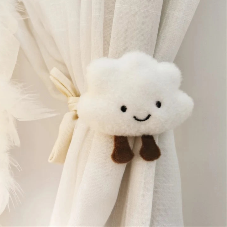 Kawaii Cartoon Doll Curtains πβ¨ with Adorable Cloud Clips βοΈ | Cute & Cozy Kids Room Decor π§Έπ