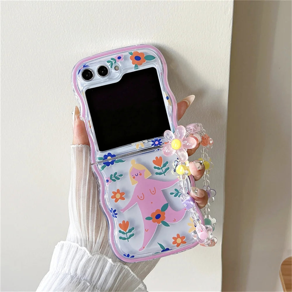 πΈ Whimsical Floral Charm Bracelet Case for Samsung Galaxy Z Flip 6/5/4/3 πβ¨