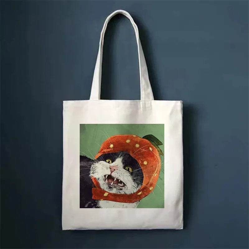 πΎ Whimsical Cat Canvas Tote π - Cute & Eco-Friendly Shopping Bag for Trendy Girls ποΈβ¨ - Pixie Quill