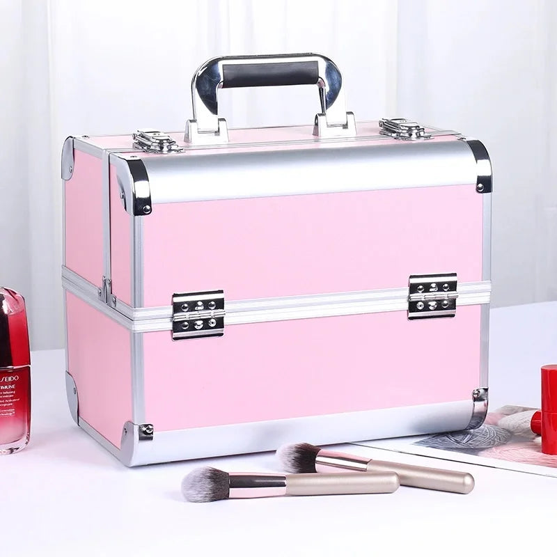 Kawaii Makeup Train Case πβ¨ | Adjustable 4-Tray Organizer with Lockable Compartments ππ