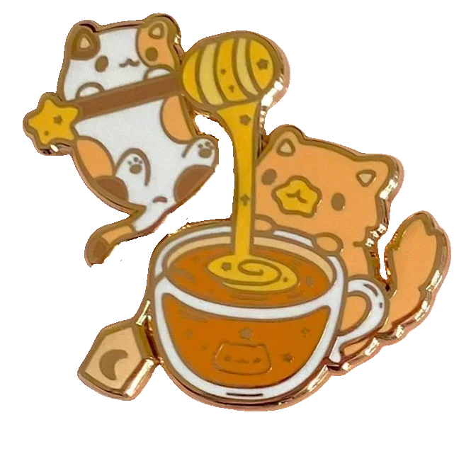 โจ Kawaii Celestial Cat Cafe Enamel Pin ๐ - Whimsical Accessory for Playful Styles! ๐พ