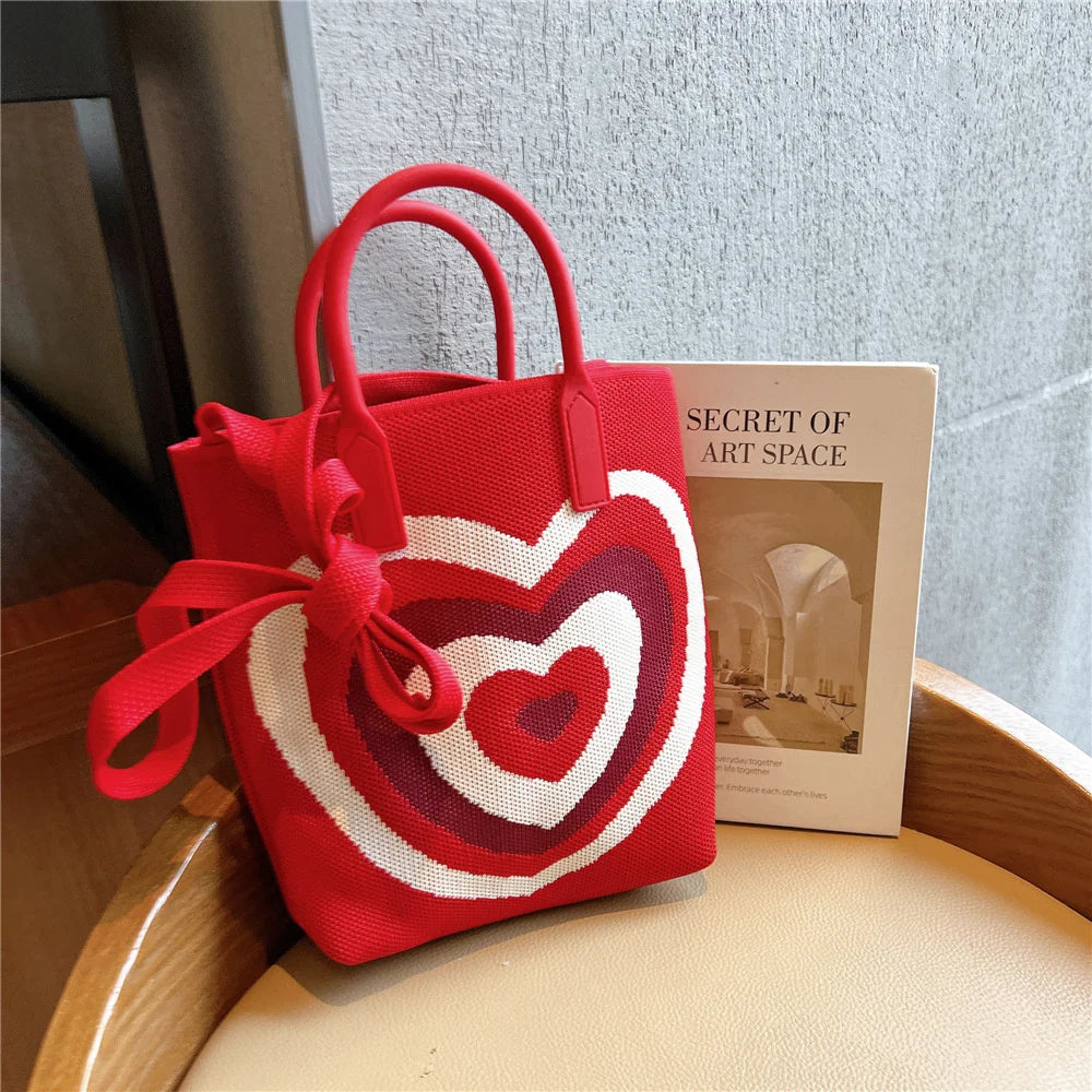 Kawaii Heart Knitted Tote Bag ππ | Stylish Womenβs Crossbody & Beach Handbag ποΈβ¨