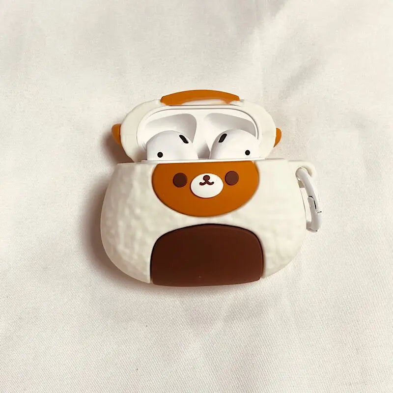Kawaii Bear Rice & Veggie Roll Silicone Case for AirPods ππ»π±