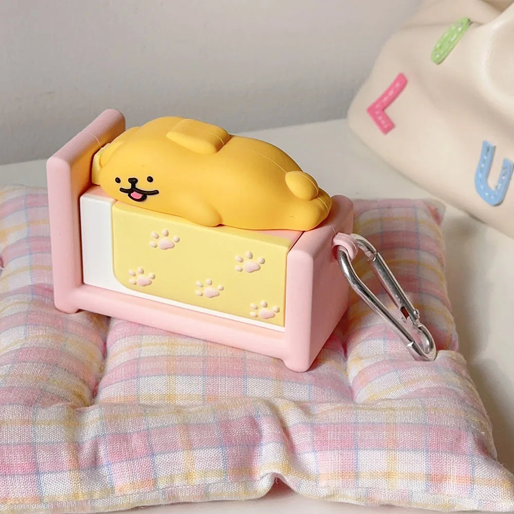 Kawaii Silicone Dog Earphone Case πΎπ§ - Cute & Shockproof for AirPods Pro 1/2/3/4 with Keyring