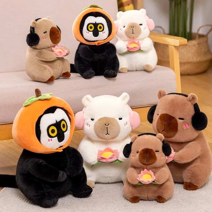 Adorable Capybara Plush Toy πΈ | Soft Stuffed Animal with Lotus Flower π | Perfect Gift for Kids π | Kawaii White-face Monkey Doll π