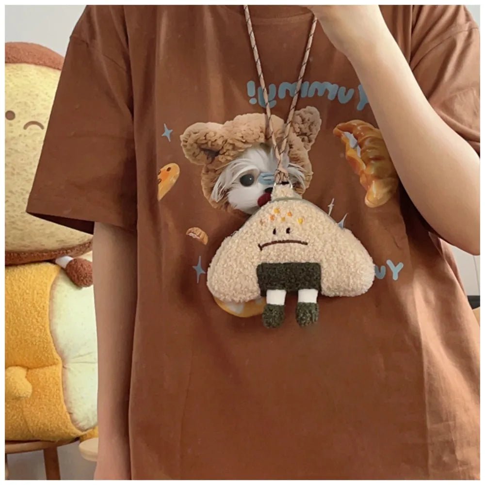 Kawaii Plush Rice Ball Crossbody Bag πβ¨ - Adorable Women's Cartoon Shoulder Satchel for Fun Outings!