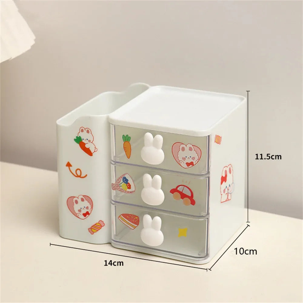Kawaii Rabbit Desk Organizer 🐰✨ – Cute Multifunctional Drawer & Pencil Holder for Stylish Study Spaces! 🖍️📚