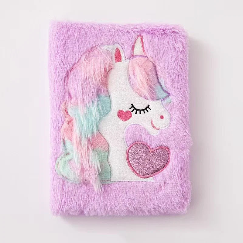 Kawaii Unicorn Plush A5 Notebook π¦β¨ Macaron Heart Diary for Students - Cute Cartoon Handbook! ππ