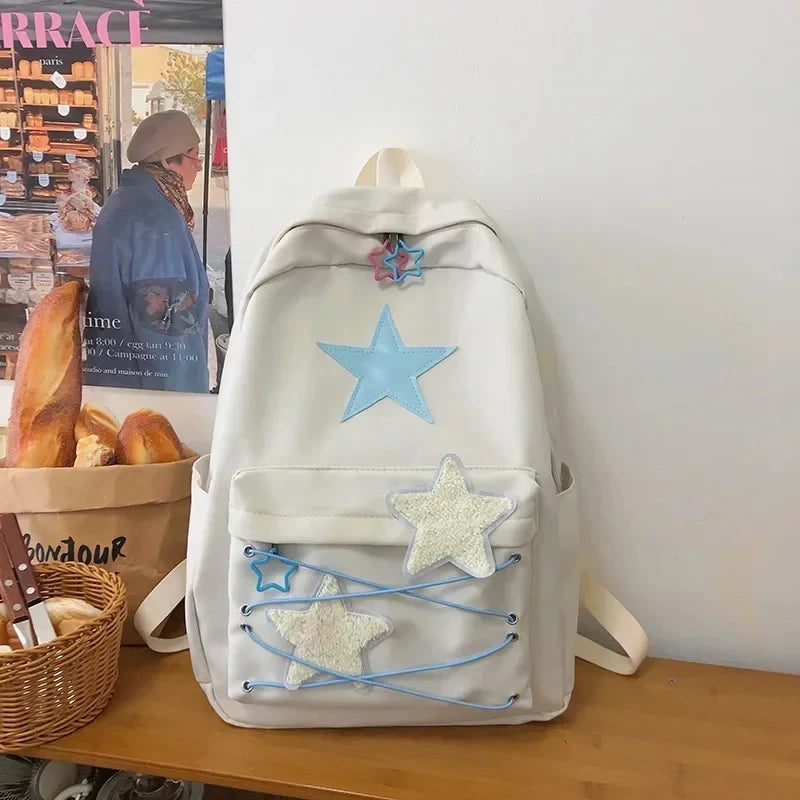 🌟 Kawaii Starry Backpack 🎒 | Y2K Japanese Streetwear for Trendy Students ✨