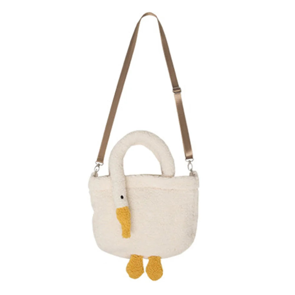 Kawaii Goose Plush Handbag π¦’β¨ | Cozy Winter Crossbody Tote for Girls π | Cute & Portable Shopping Bag π