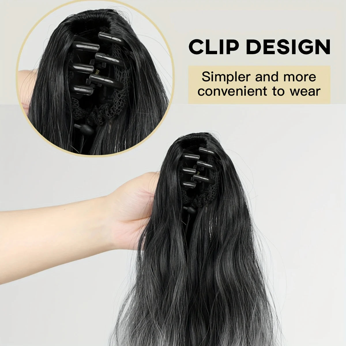 β¨ Kawaii 18" Gradient Water Wave Ponytail Clip-In Wig πΈ Long Curly Hairpiece for Fun Styles! π