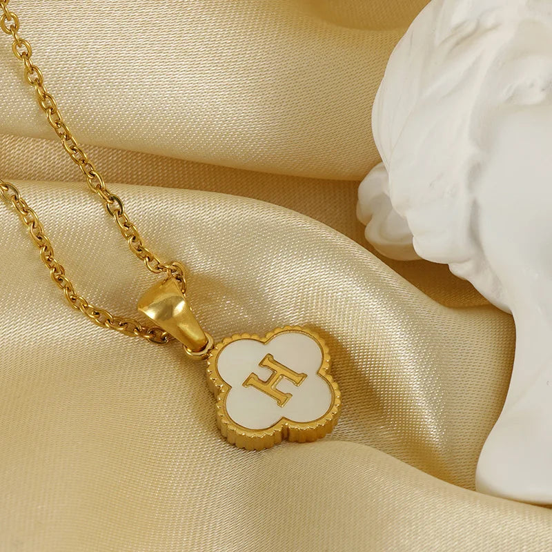 Charming Kawaii Stainless Steel Initial Necklace for Her 🌸✨ | Cute White Chain Jewelry - Perfect Valentine’s Day Gift! 💖