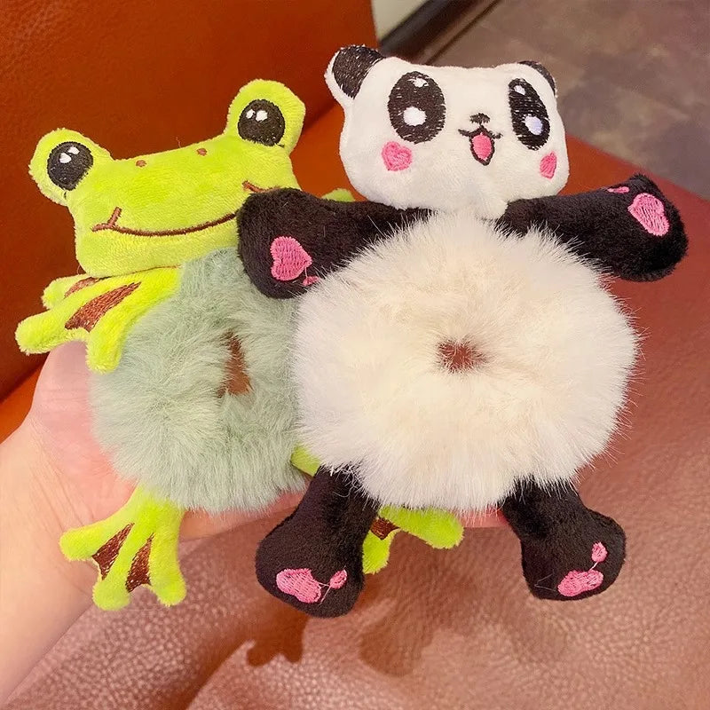 Kawaii Cute Cartoon Animal Hair Ties πΎβ¨ - Adorable Plush Headbands for Kids, Safe & Stylish Hair Accessories!